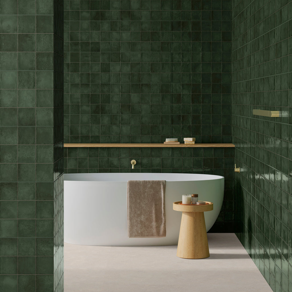Decoris Forest Green Porcelain Tile – room scene