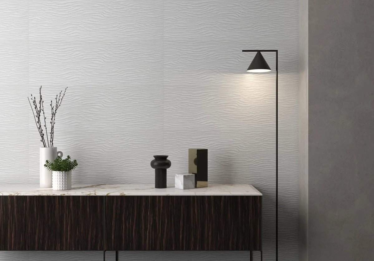 Tissue White Ceramic Wall Tile – room scene