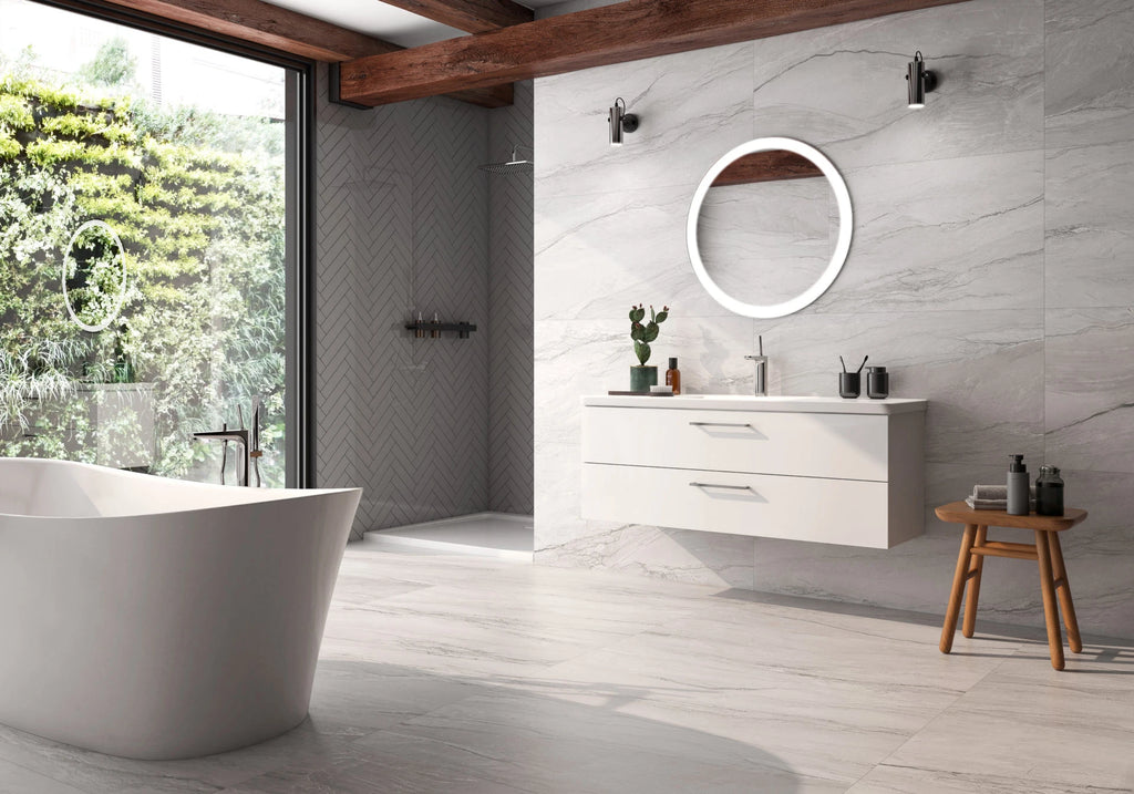 Marble Platinum Perla Porcelain Tile – room scene