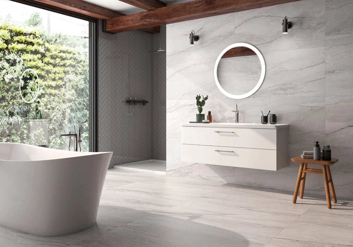 Marble Platinum Perla Porcelain Tile – room scene