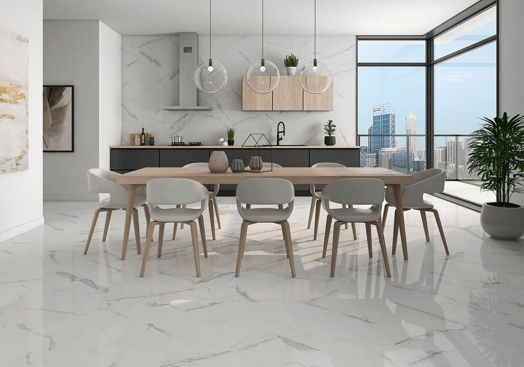 Bianco Venatino Porcelain Tile – room scene
