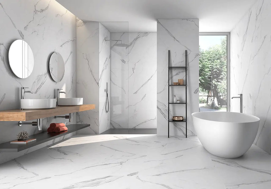 Bianco Venatino Porcelain Tile – room scene
