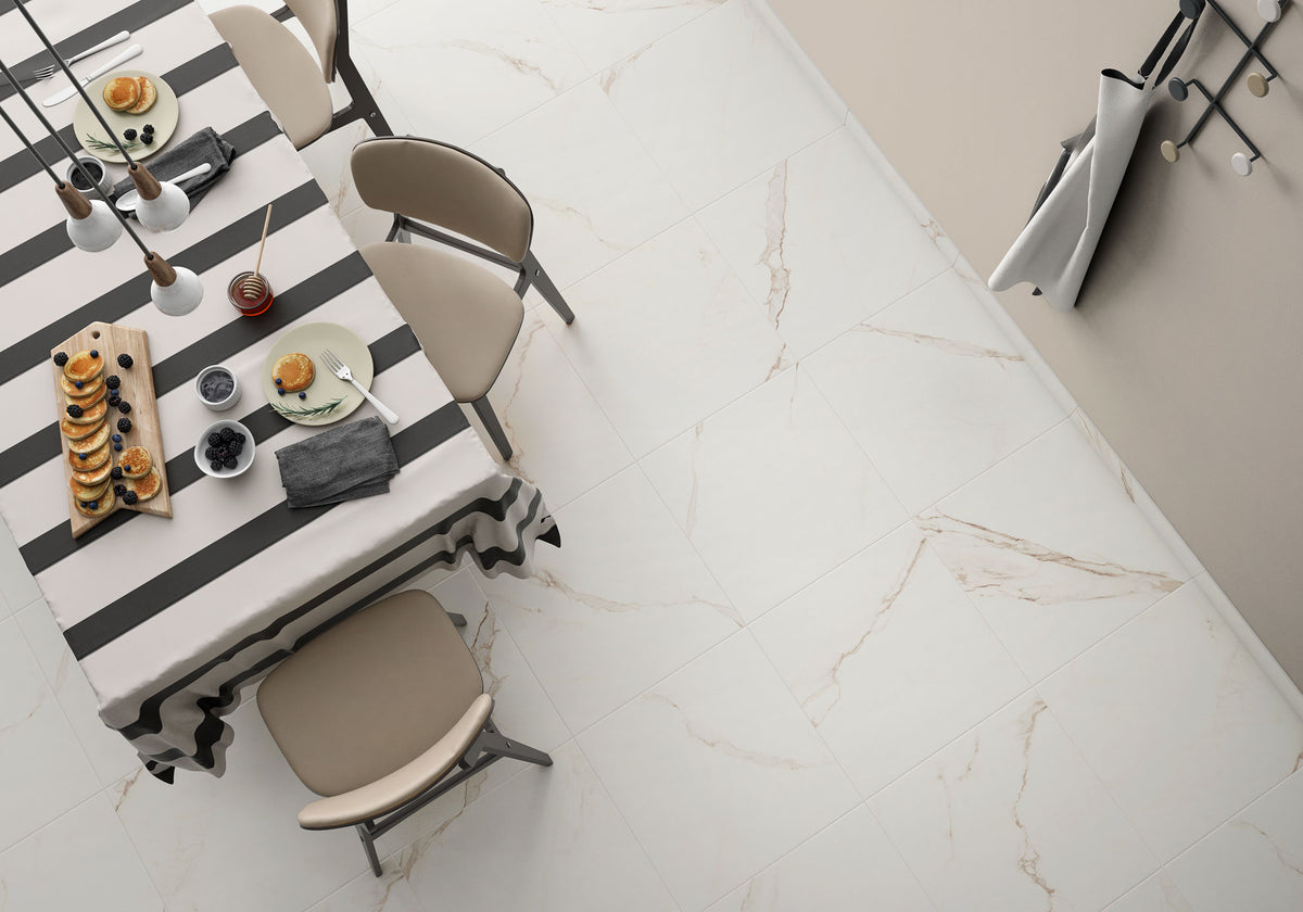 Avenue Gold Porcelain Tile – room scene