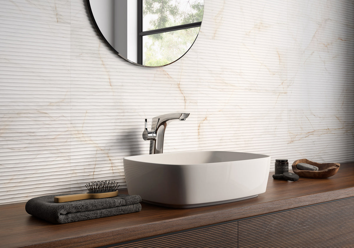 Marble Dolomita White Porcelain Tile – room scene