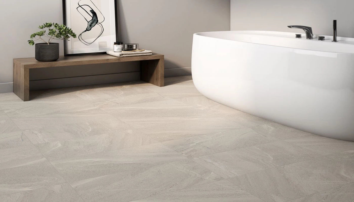 Sandstone Beige Porcelain Tile – room scene