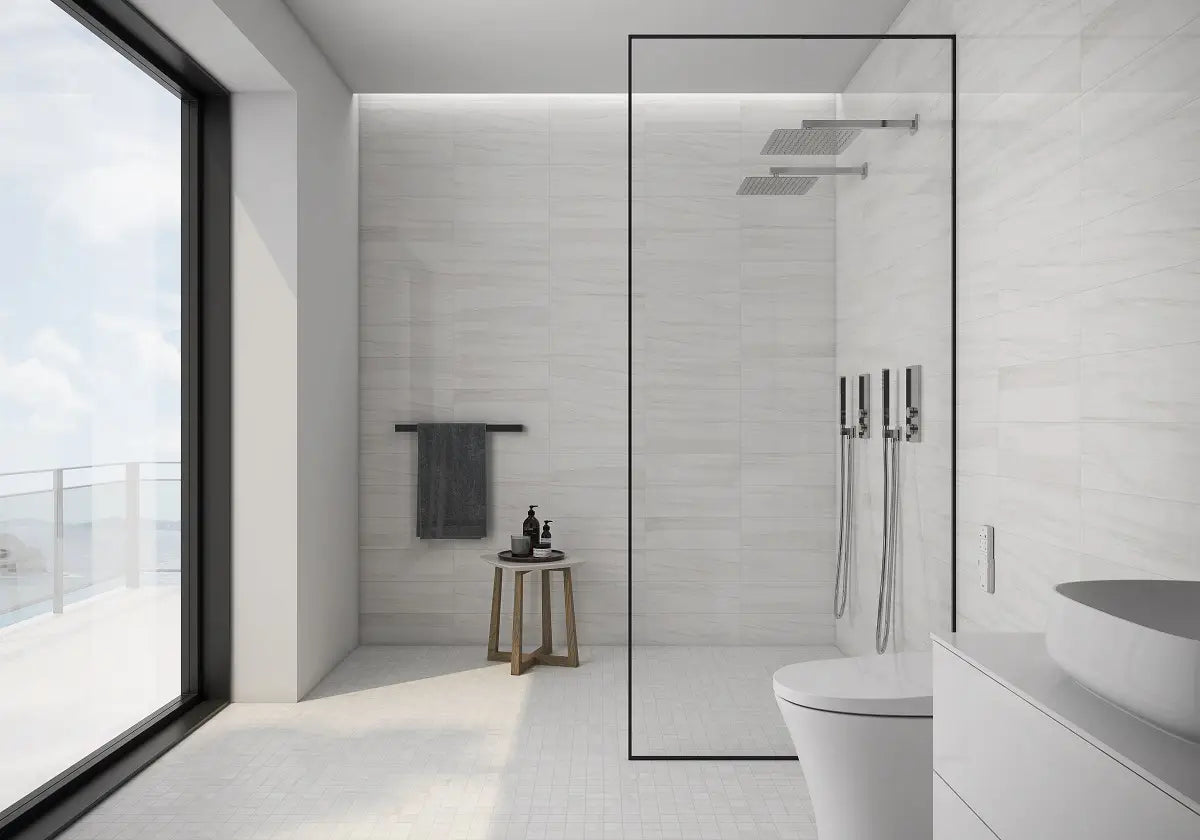 Lassa White Porcelain Tile – room scene