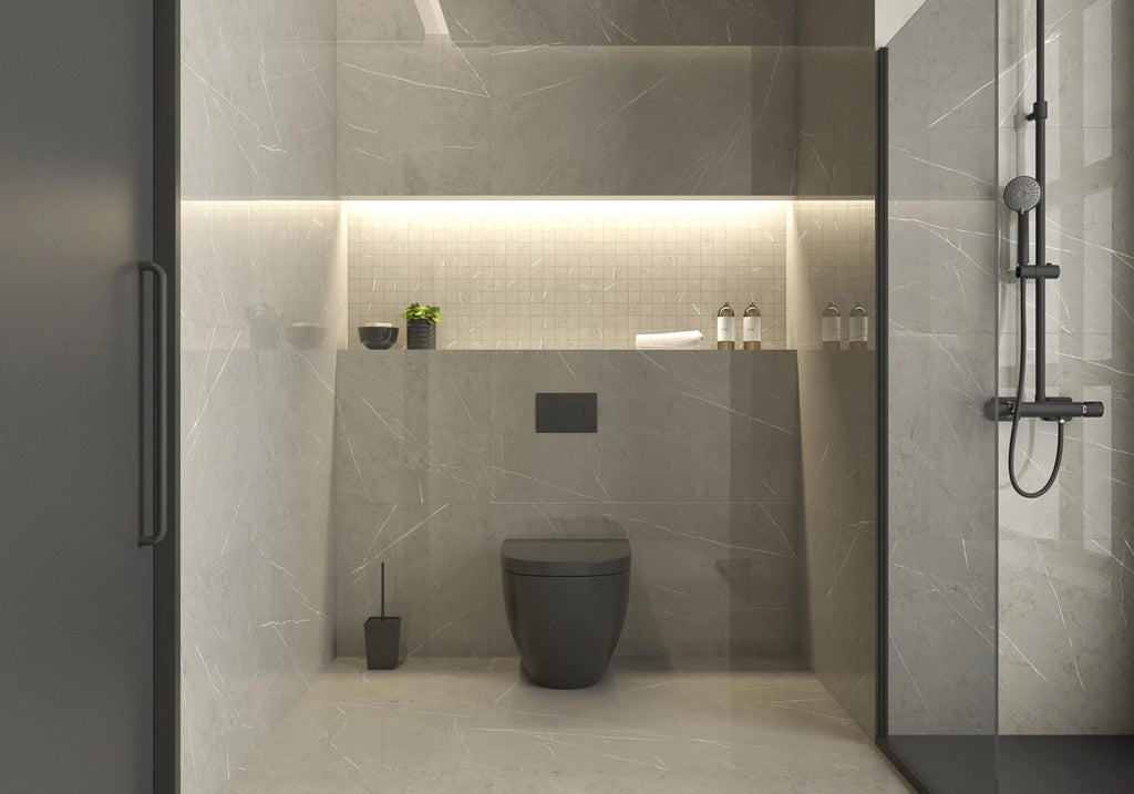 Piasentina Smoke Porcelain Tile – room scene