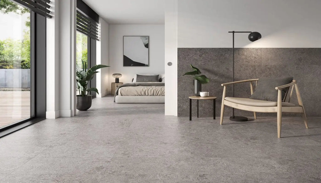 Basalt Graphite Porcelain Tile – room scene
