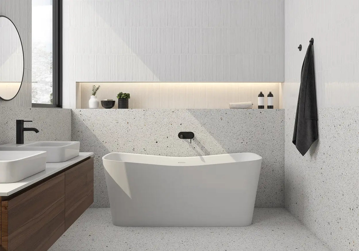 Flow Frost Ceramic Wall Tile – room scene