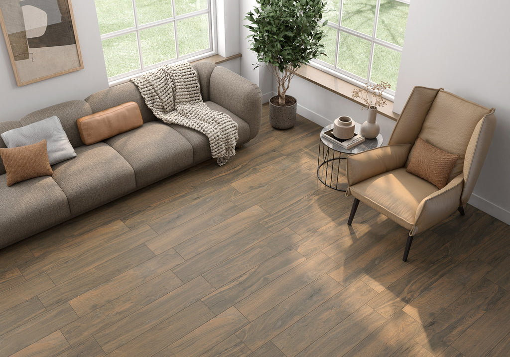 Pine Wenge Porcelain Tile – room scene