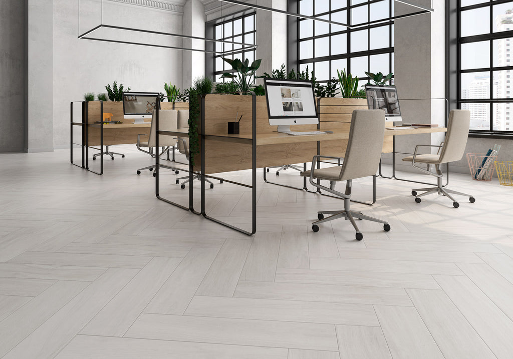 Pine Silver Porcelain Tile – room scene