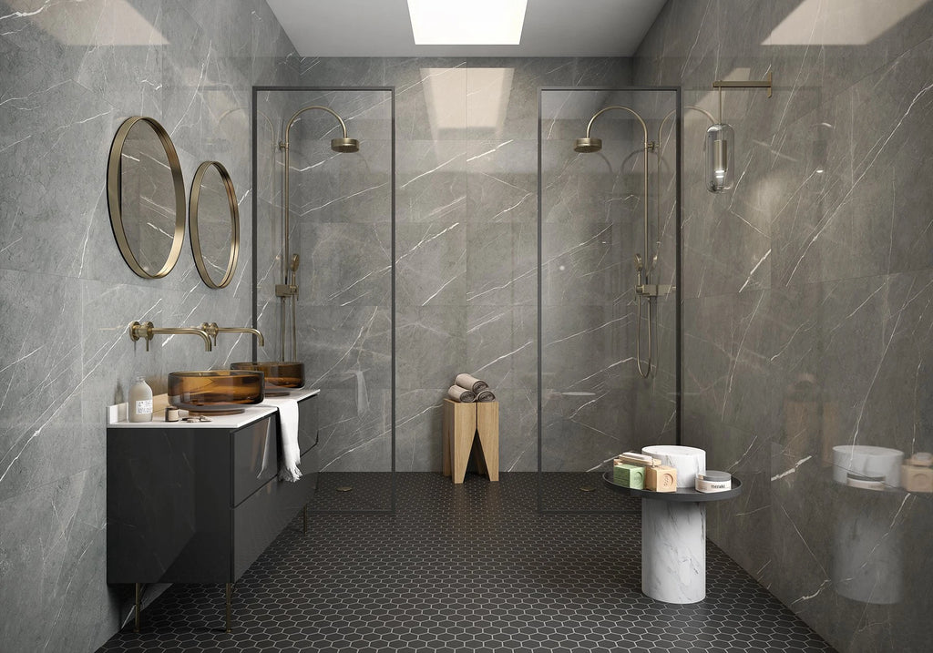 Piasentina Smoke Porcelain Tile – room scene
