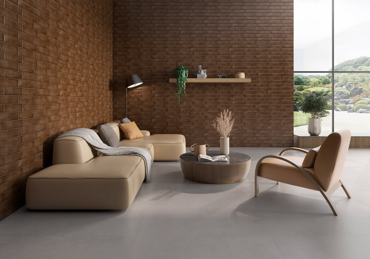 Brickell Burnt Ceramic Wall Tile – room scene