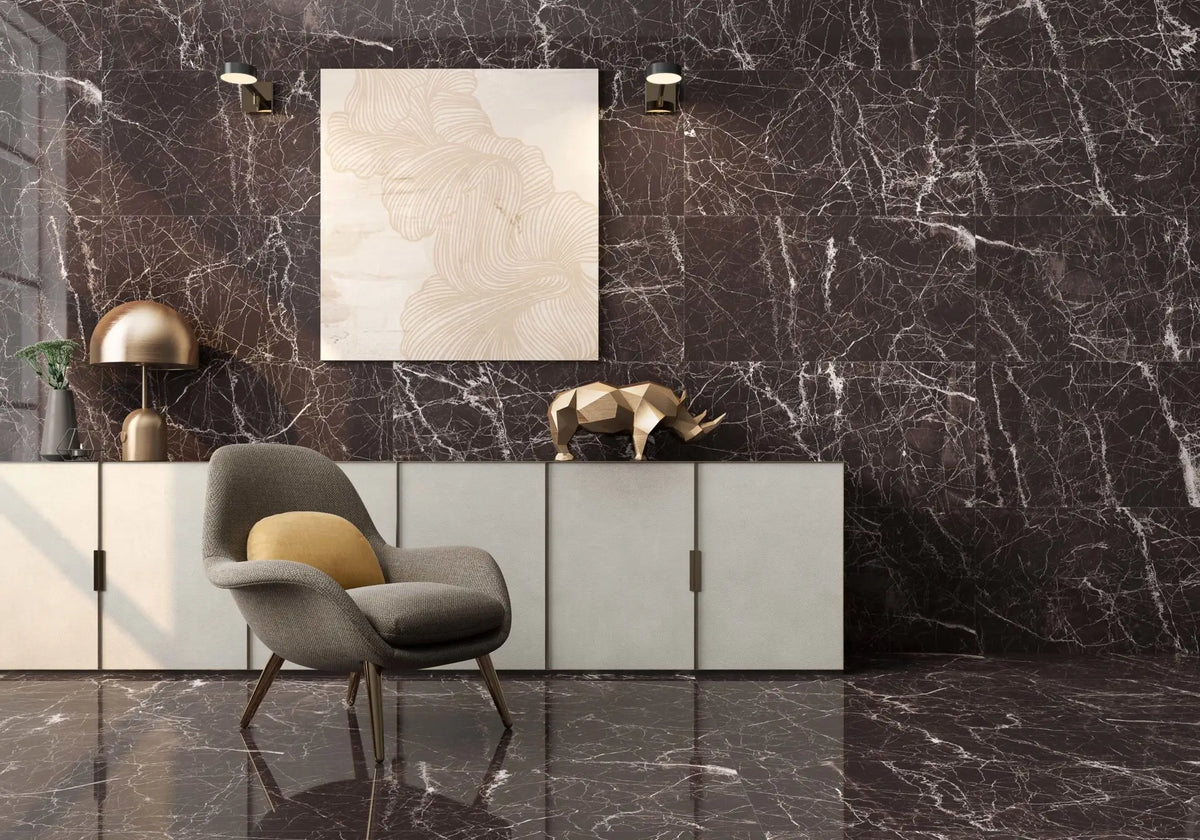 Maurice Black Porcelain Tile – room scene