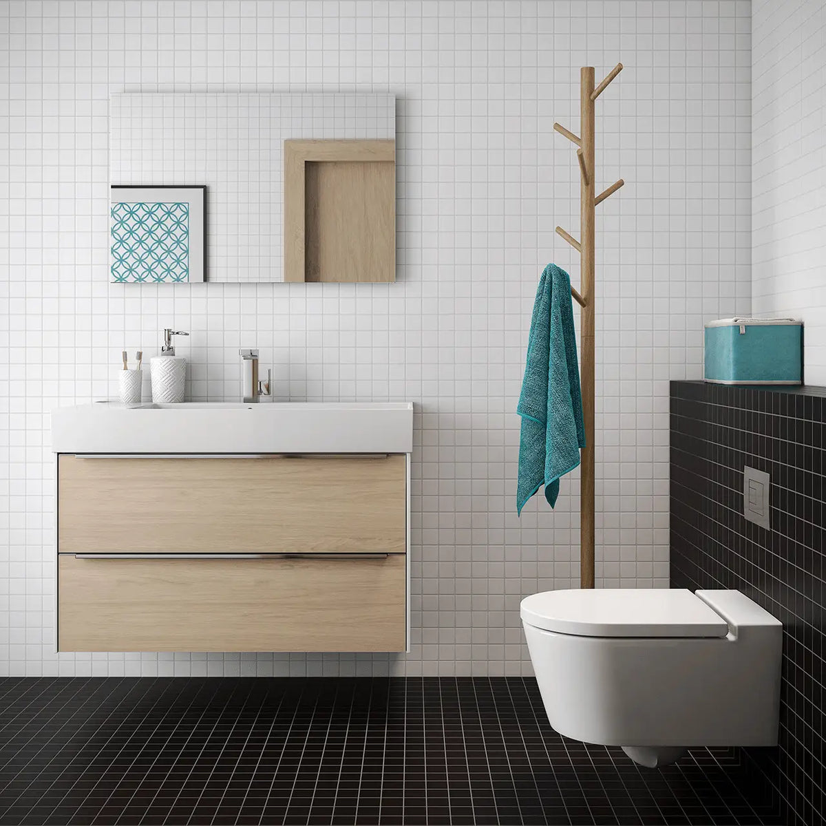 CC Porcelain White Squares Porcelain Mosaic Tile – room scene