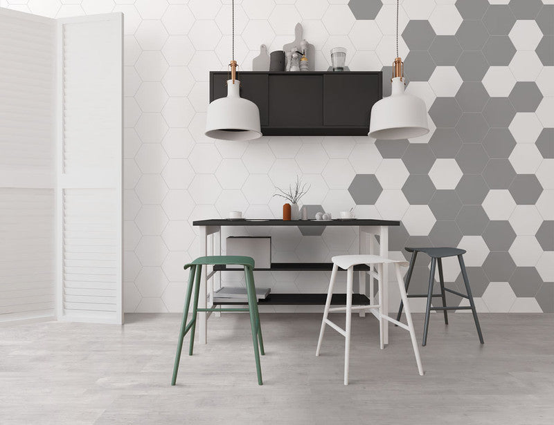 Element Acero Hexagon Porcelain Tile installed