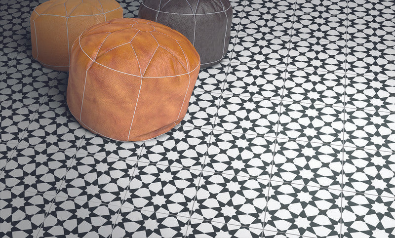 Black & White Andromeda Porcelain Tile installed