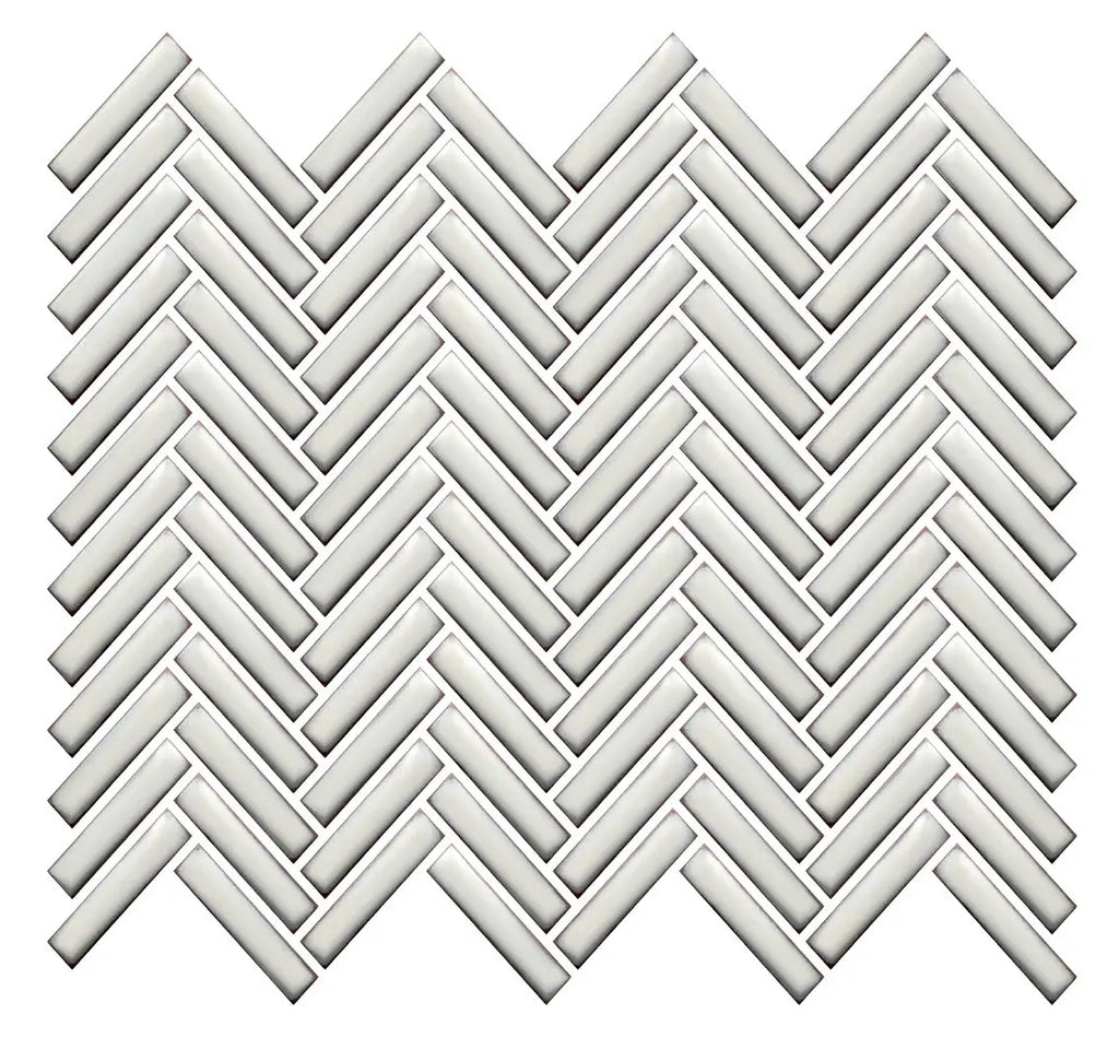 CC Mosaics Plus Antique White Herringbone Porcelain Mosaic Tile