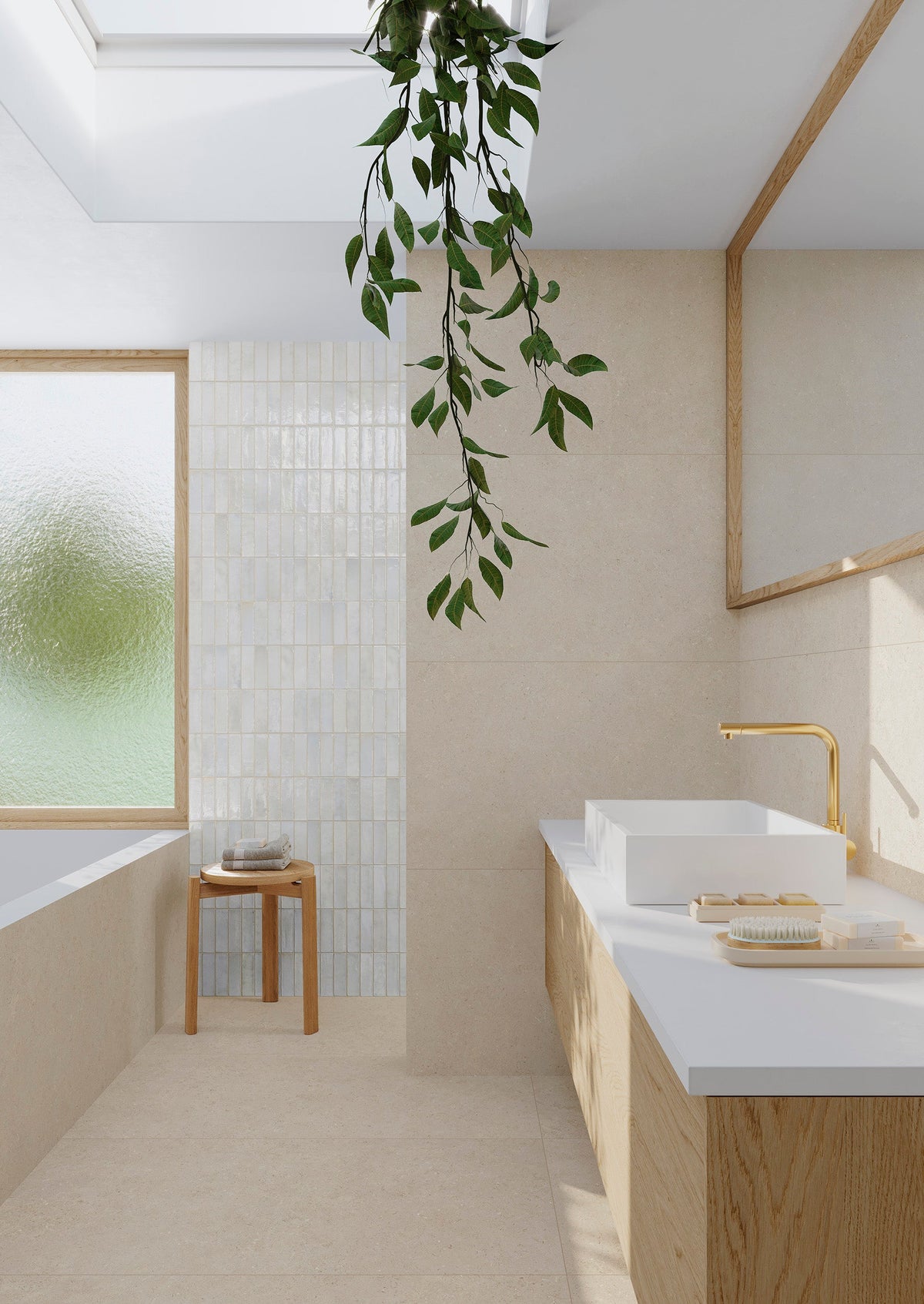Decoris Clay White Porcelain Tile – room scene