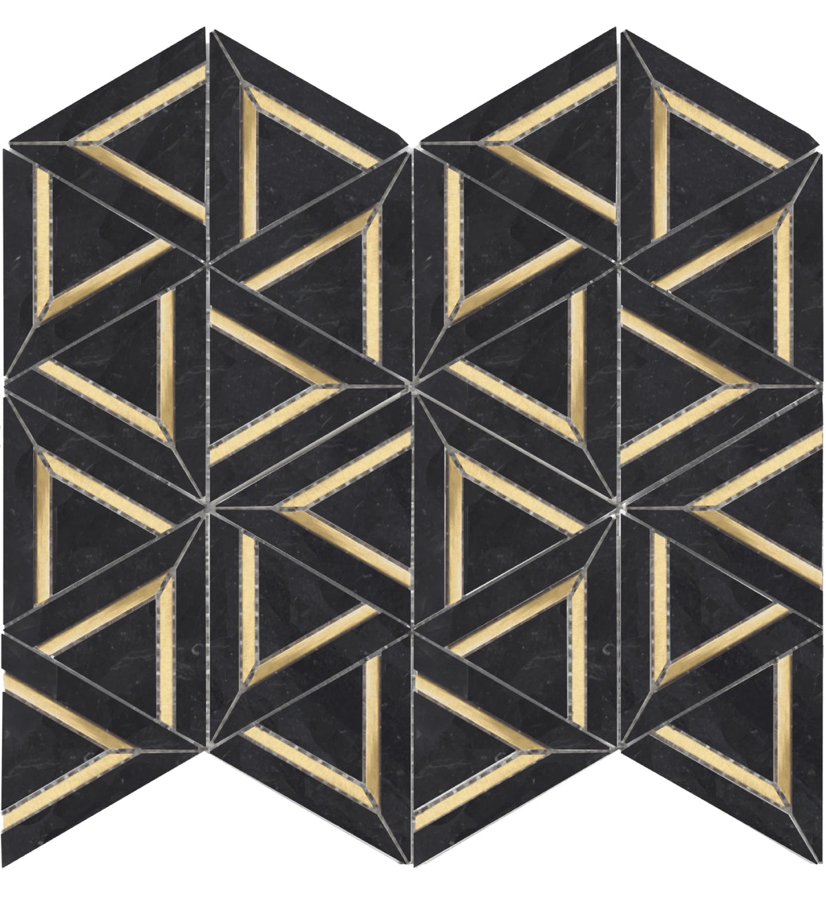 Rockart Nero Marquina Metal Geo Marble Mosaic Tile