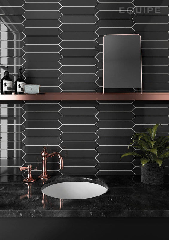 Arrow Black Ceramic Tile installed