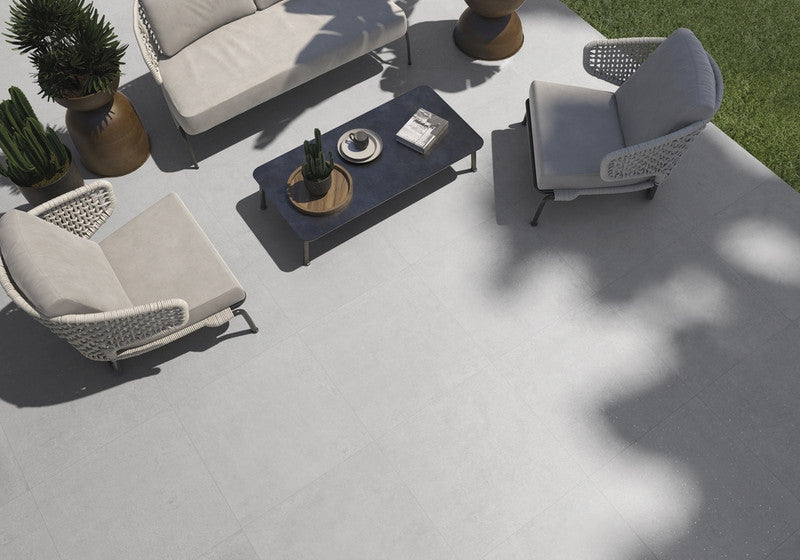 Gravel White Porcelain Tile installed