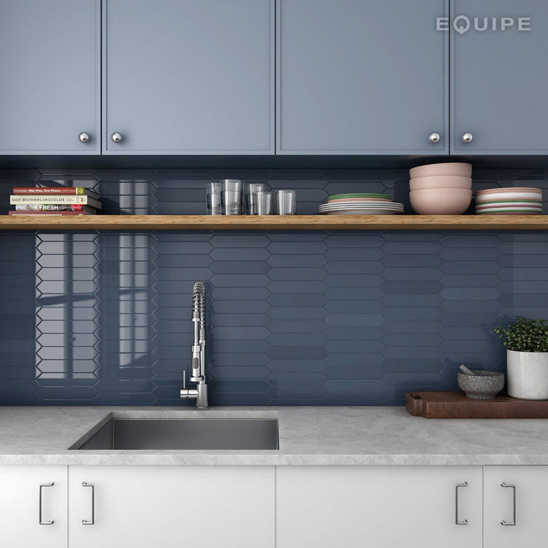 Arrow Blue Velvet Ceramic Tile installed