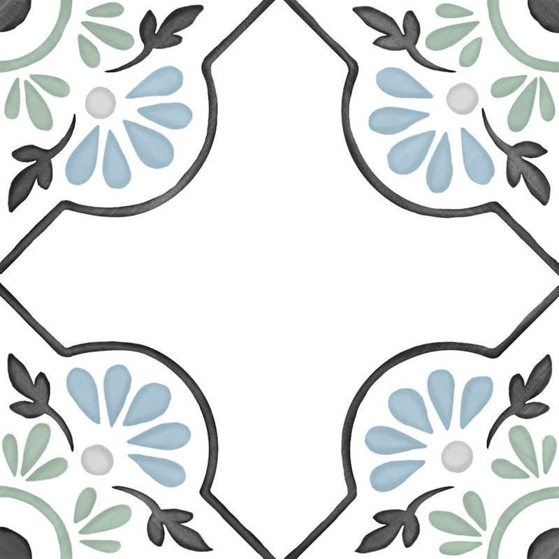 Tanger Blue Petals Porcelain Tile surface