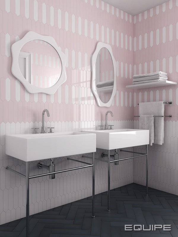 Arrow Pure White Ceramic Tile installed