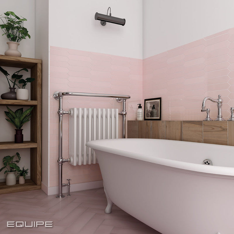 Arrow Blush Pink Ceramic Tile installed