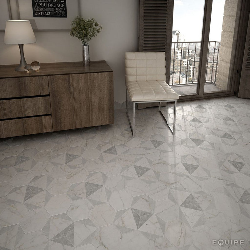Porcellana Di Carrara Hexagon Carrara Peak surface