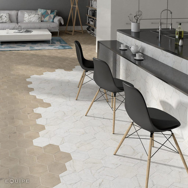 Porcellana Di Carrara Hexagon installed