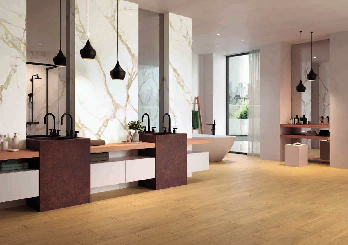 Castello Dorato Wood Look Porcelain Tile installed