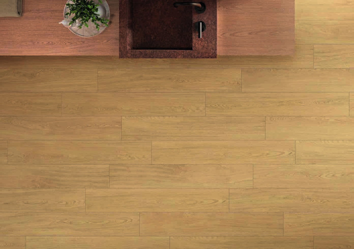 Castello Dorato Wood Look Porcelain Tile installed