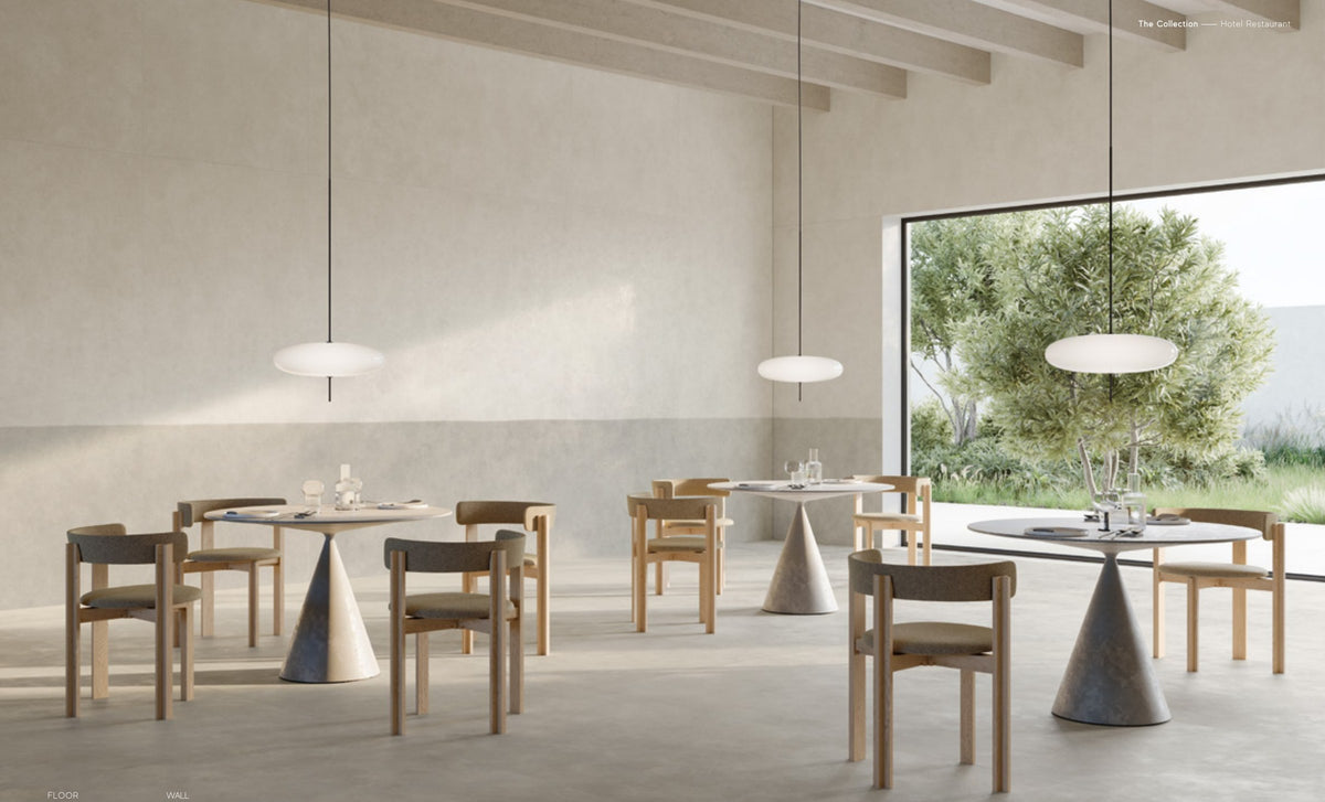 Curiosity Haze Porcelain Tile in a restaurant