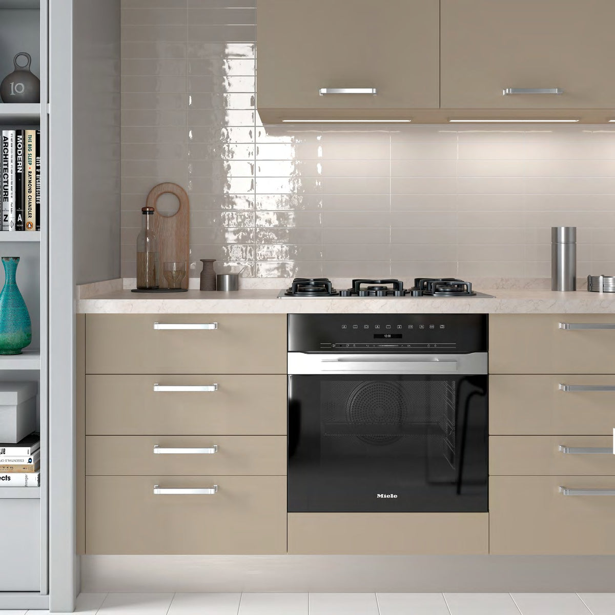 Cusp Beige Ceramic Wall Tile in a kitchen