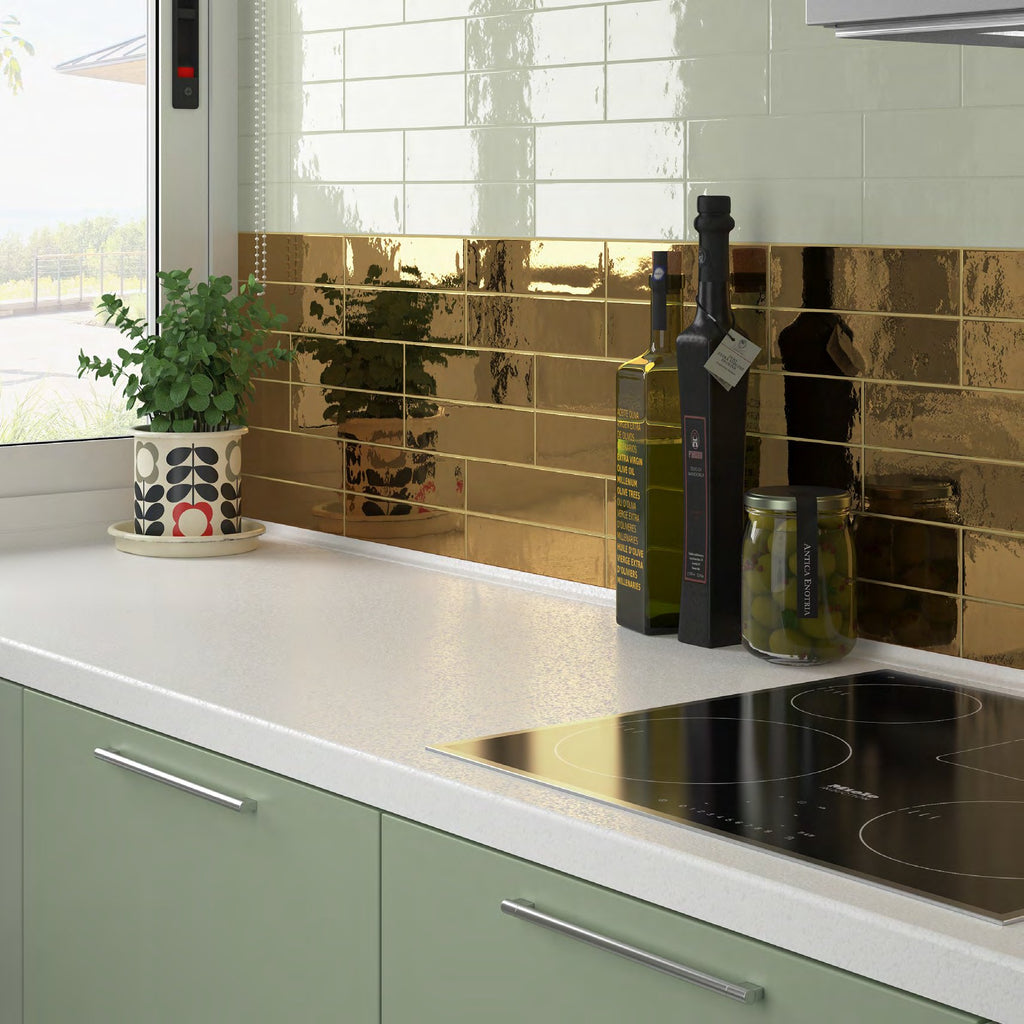 Cusp Gold Ceramic Wall Tile kitchen backsplash