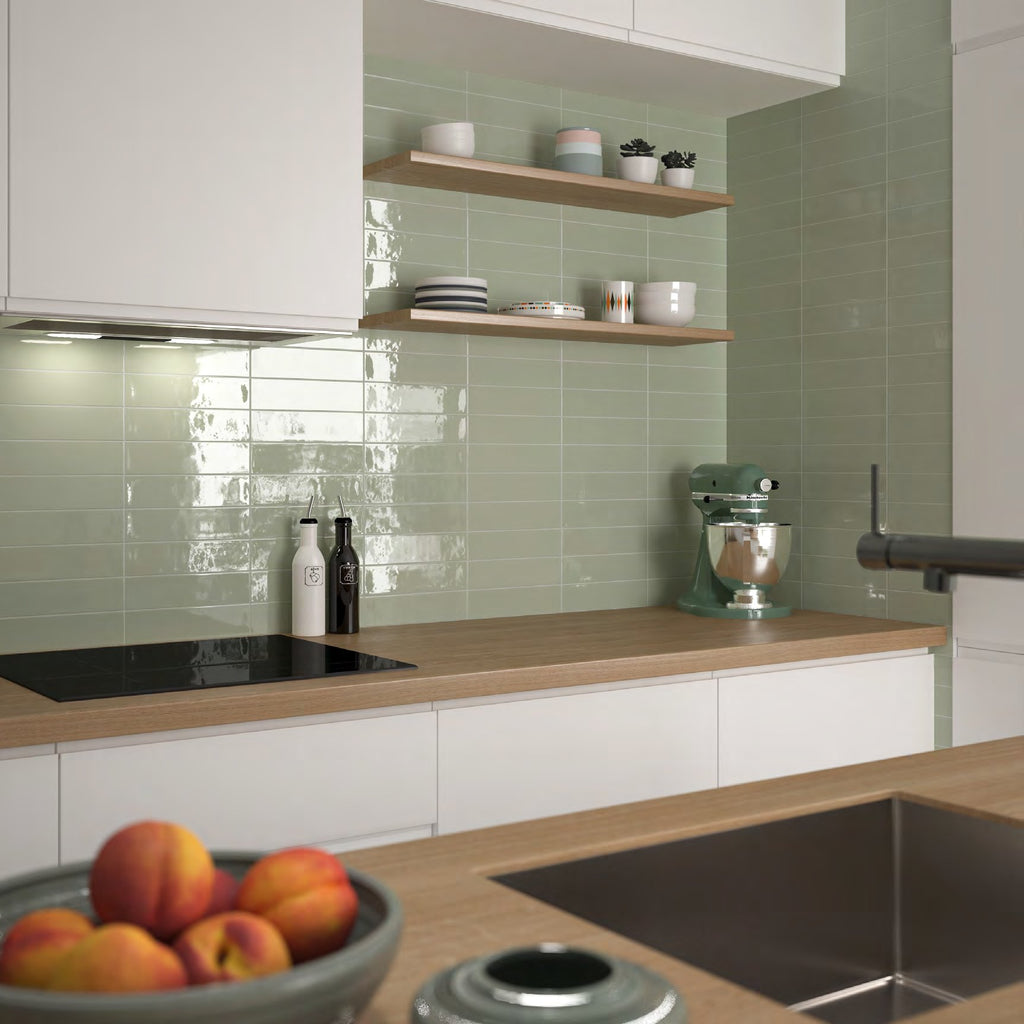 Cusp Green Ceramic Wall Tile kitchen backsplash