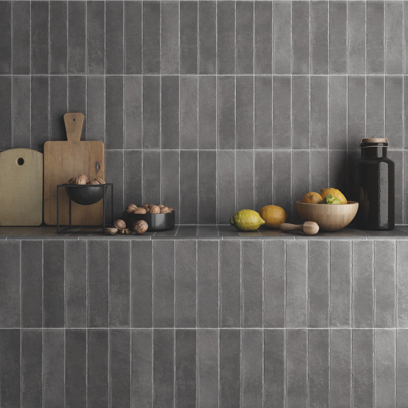 Argile Dark Porcelain Tile installed