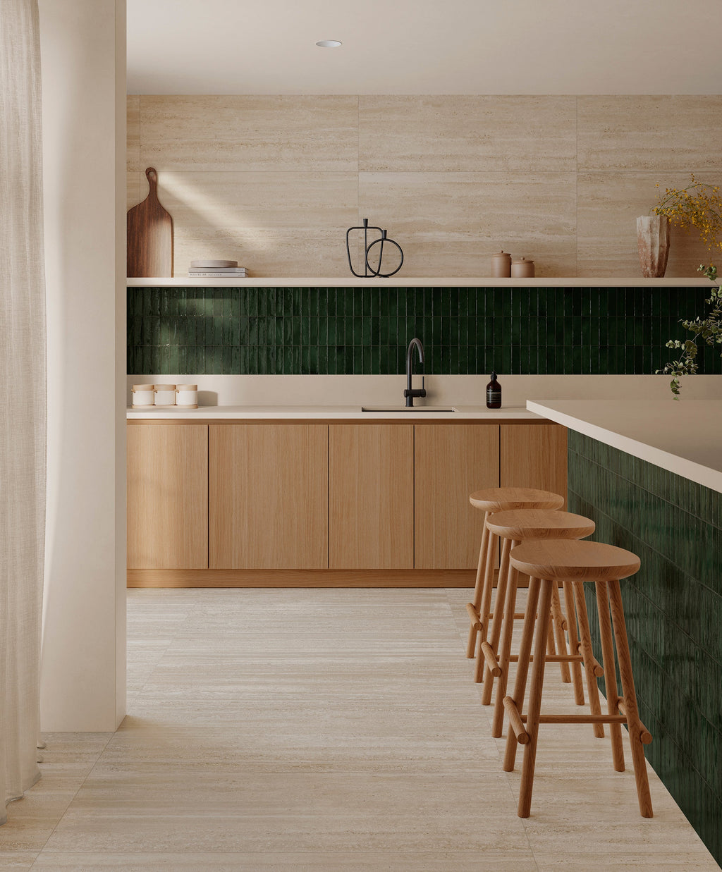 Decoris Forest Green Porcelain Tile – room scene