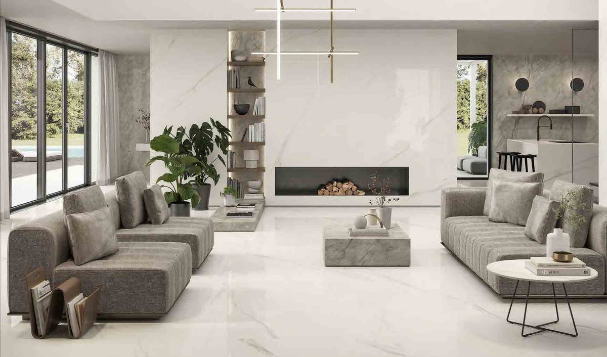 Duality Yang Porcelain Tile in a living room