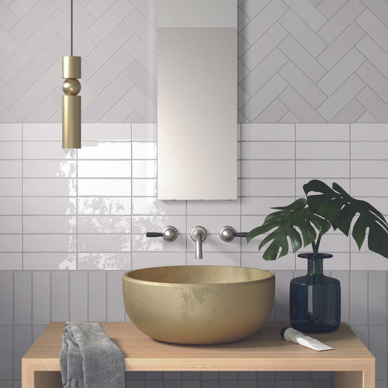 Fango Blanc Porcelain Tile in a bathroom