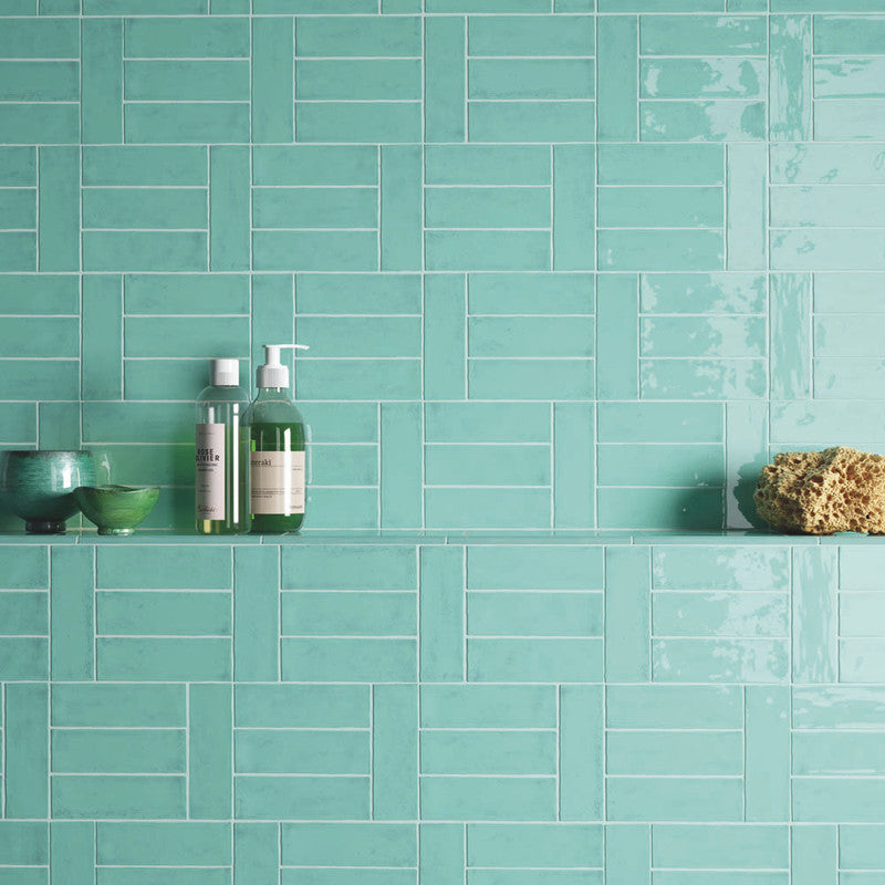 Fango Aquamarine Porcelain Tile installed