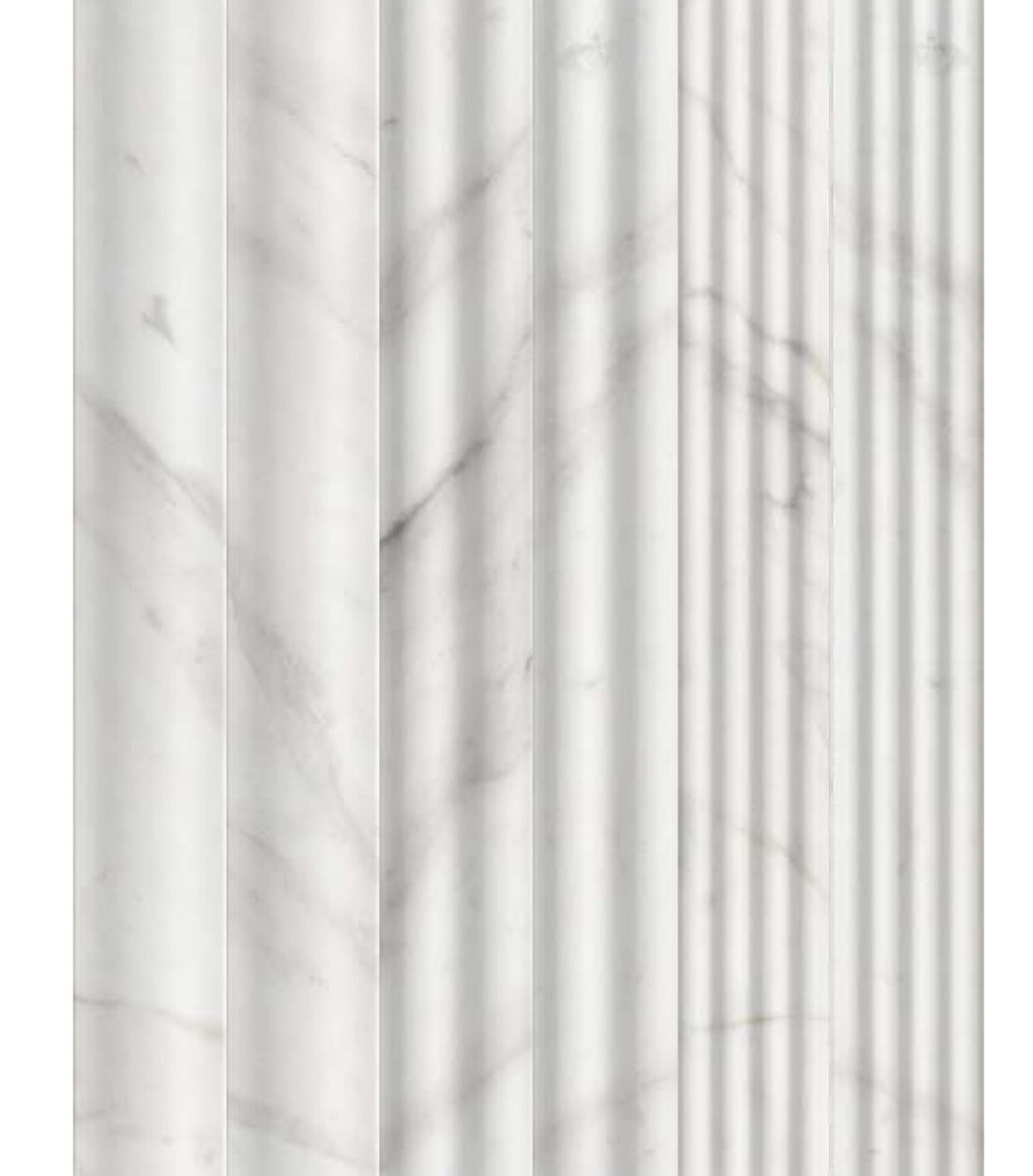 Fluted Delight Elegant White Ceramic Wall Tile in Roman Large, Regular and Small profiles