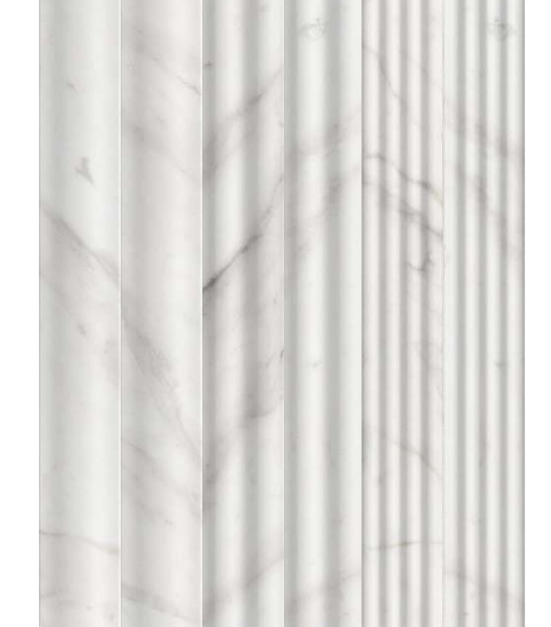 Fluted Delight Elegant White Ceramic Wall Tile in Roman Large, Regular and Small profiles