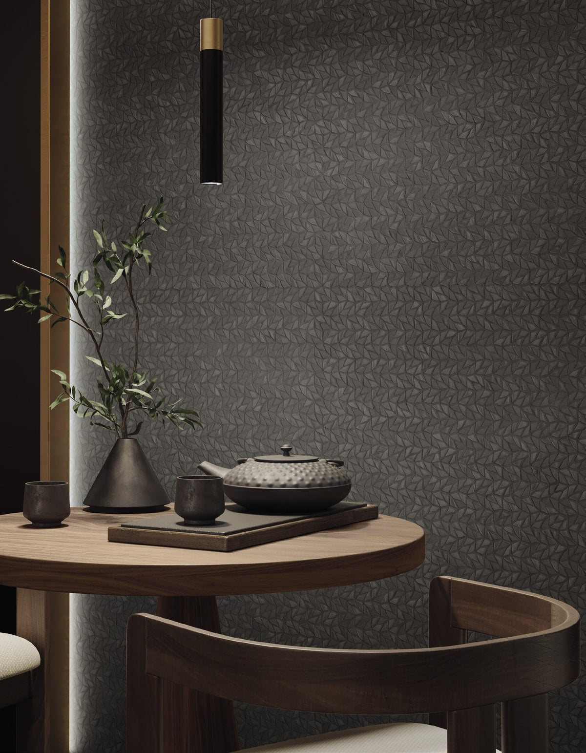 Frammenti Basalt Porcelain Mosaic Tile installed
