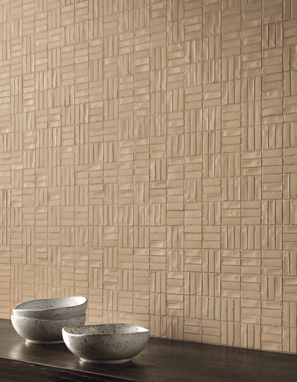 Frammenti Pale Porcelain Mosaic Tile installed