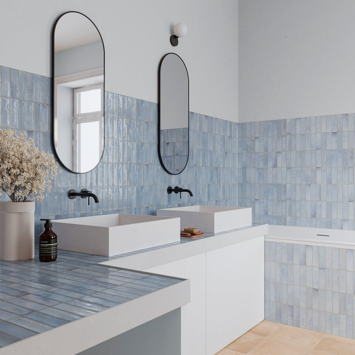 Decoris Light Blue Porcelain Tile – room scene