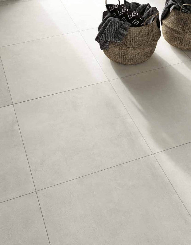 Glocal Clear Porcelain Tile on a large-format floor