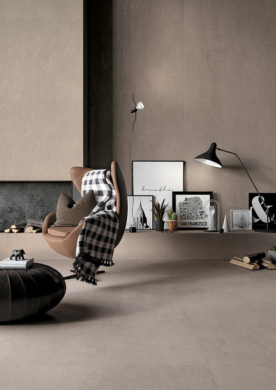 Glocal Sugar Porcelain Tile in a living room